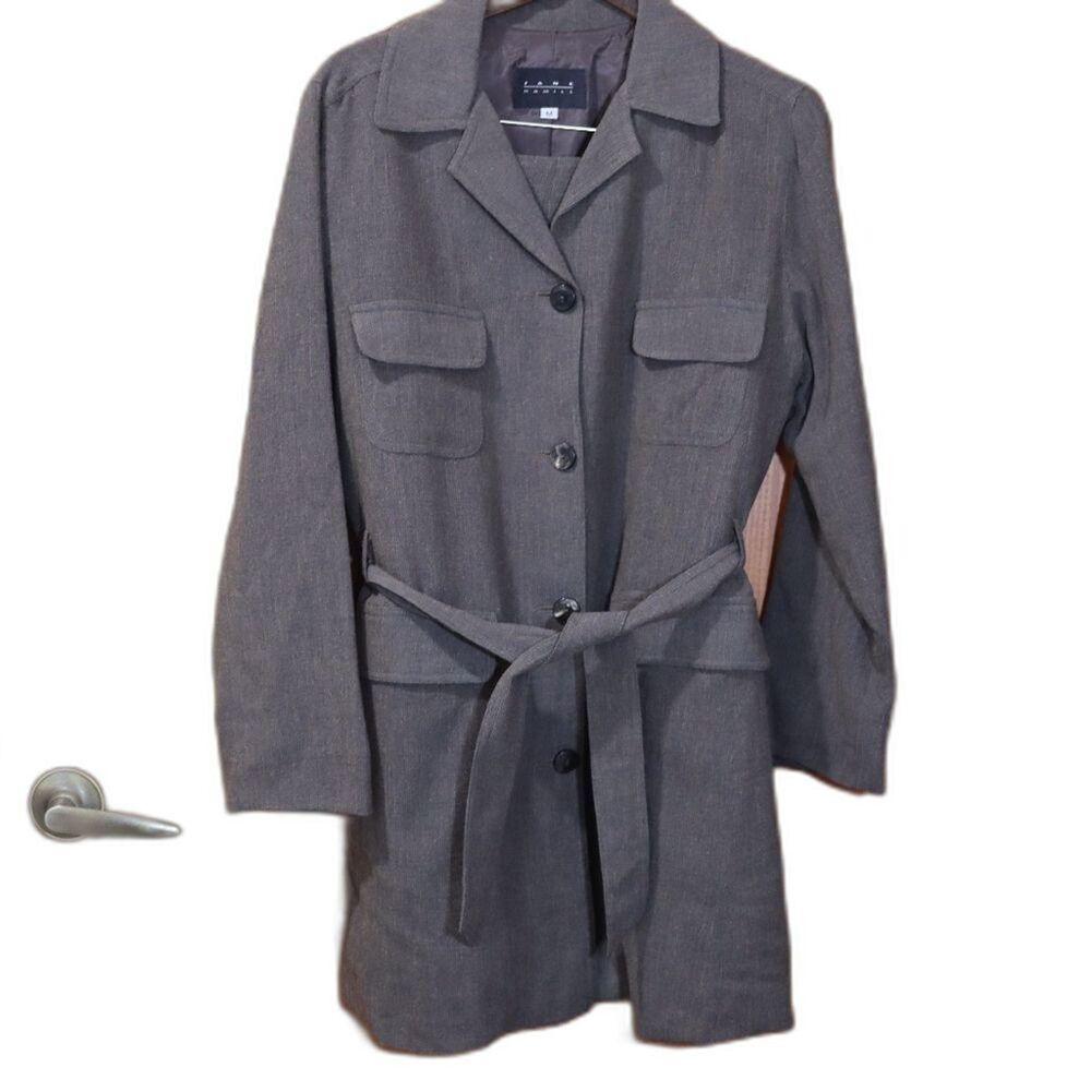 Jane Hamill Vintage Long Line Blazer & Skirt Suit 80s Cold War Belted 12